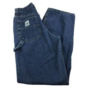 Vintage Riveted Lee Dungarees Carpenter Jeans Size 7 Long Medium Wash